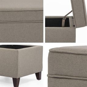 img 2 attached to Furnistar 18” Modern Design Gray Fabric Square Storage Ottoman with Hidden Top Hinge - Footrest Stool for Living Room