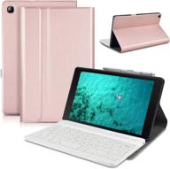 📱 wireless bluetooth keyboard case for samsung galaxy tab a 8.0" 2019 - detuosi multi-angles viewing stand protective leather shell cover with detachable keyboard (rose gold) логотип