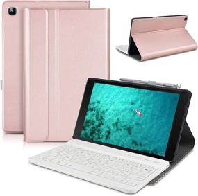 img 4 attached to 📱 Wireless Bluetooth Keyboard Case for Samsung Galaxy Tab A 8.0" 2019 - DETUOSI Multi-Angles Viewing Stand Protective Leather Shell Cover with Detachable Keyboard (Rose Gold)