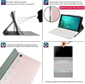 img 2 attached to 📱 Wireless Bluetooth Keyboard Case for Samsung Galaxy Tab A 8.0" 2019 - DETUOSI Multi-Angles Viewing Stand Protective Leather Shell Cover with Detachable Keyboard (Rose Gold)