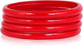 img 4 attached to Traditional Costume Matching Bracelets Bangles for Women/Girls - Indian Bangles Jewelry Bollywood Fashion - Plain Glass Bangles 4p