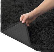 kangaroo luxury chenille bath rug, 30x20 - extra soft, absorbent, and machine washable - perfect shaggy bathroom rug for kids, showers, and bathtubs - strong underside - plush, black carpet mat logo