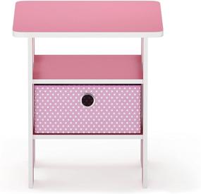 img 2 attached to 🌸 FURINNO Andrey End Table Nightstand with Bin Drawer: 1-Pack in Stylish Pink/Light Pink