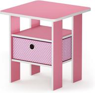 🌸 furinno andrey end table nightstand with bin drawer: 1-pack in stylish pink/light pink логотип