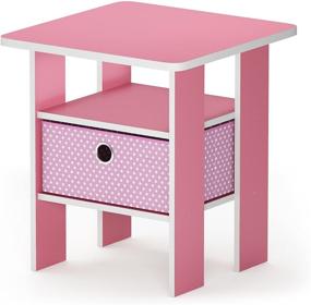 img 4 attached to 🌸 FURINNO Andrey End Table Nightstand with Bin Drawer: 1-Pack in Stylish Pink/Light Pink