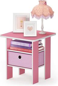 img 1 attached to 🌸 FURINNO Andrey End Table Nightstand with Bin Drawer: 1-Pack in Stylish Pink/Light Pink