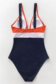 img 1 attached to CUPSHE Color Block One Piece Swimsuit for Women 👙 - V Neck with Ruched Detailing - Stylish Bathing Suit