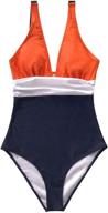 cupshe color block one piece swimsuit for women 👙 - v neck with ruched detailing - stylish bathing suit logo