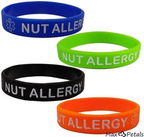 img 1 attached to 🌰 Max Petals NUT Allergy Silicone Wristbands - Assorted Colors for Kids - Pack of 4