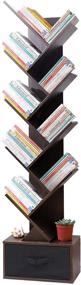 img 4 attached to HOROW 9-Tier Tree Bookshelf with Drawer: A Versatile Home Furniture for Storing and Displaying Books, DVDs, CDs, Magazines, Perfect Addition to Your Living Room, Office, or Bedroom Décor (Walnut)