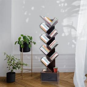 img 3 attached to HOROW 9-Tier Tree Bookshelf with Drawer: A Versatile Home Furniture for Storing and Displaying Books, DVDs, CDs, Magazines, Perfect Addition to Your Living Room, Office, or Bedroom Décor (Walnut)