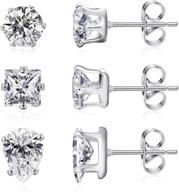 💎 cz stud set: stylish silver cubic zirconia ear cartilage earring jewelry pack for women & teens in white gold fashion logo