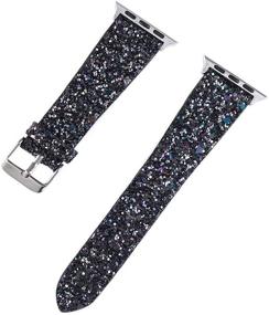 img 2 attached to Bling Bands + Case for Apple Watch Series 6 5 4 3 2 1 SE, Glitter Leather Strap and Bling Diamond Protector Cover, Compatible with Apple Watch Band 38mm 40mm 42mm 44mm, Women and Men (Black, 38mm)