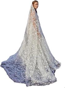 img 2 attached to 🌟 Passat Celestial Star Cathedral Wedding Veil for Brides - Tulle Cathedral Veil with All-over Glitter in Ivory