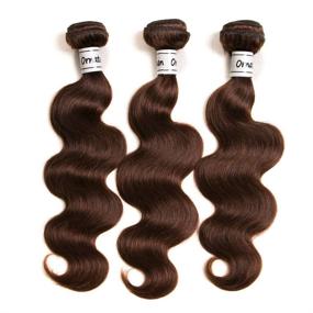 img 1 attached to 💁 Natural and Versatile Light Brown Brazilian Body Wave Extensions - 100% Virgin Human Hair 3 Bundles (10 12 14 inch) - Grade 9A Remy Hair Weave Extensions