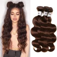 💁 natural and versatile light brown brazilian body wave extensions - 100% virgin human hair 3 bundles (10 12 14 inch) - grade 9a remy hair weave extensions logo