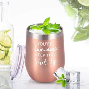 img 3 attached to 🌟 You're Awesome Keep That Up Wine Tumbler - 12 Oz Stainless Steel Inspirational Gift for Her, Best Friends, Girlfriend, Coworker – Rose Gold