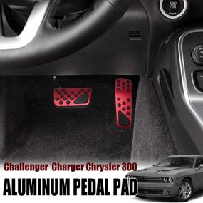 img 3 attached to BOYUER Anti-Slip No Drilling Aluminum Brake And Gas Accelerator Pedal Pad Cover For 2009-2021 Dodge Challenger Charger Chrysler 300 Foot Pedal Pads Kit 2PCS (RED)