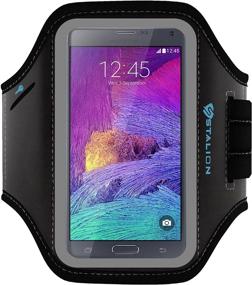 img 3 attached to 🏊 Water Resistant Armband for Samsung Galaxy Note 4 & Note Edge by Stalion Sports - Jet Black, Sweat Proof, Key Holder, ID/Card/Money Holder