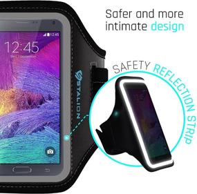 img 2 attached to 🏊 Water Resistant Armband for Samsung Galaxy Note 4 & Note Edge by Stalion Sports - Jet Black, Sweat Proof, Key Holder, ID/Card/Money Holder