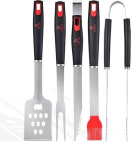 img 4 attached to 🔥 UTOI BBQ Grill Tools Set: 4pcs Heavy Duty Stainless Steel Grilling Accessories - Tongs, Fork, Basting Brush, and Spatula with Bottle Opener - 18" Extra Long Utensils for Outdoor Cooking and Camping