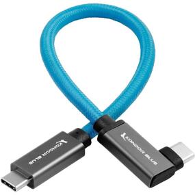 img 2 attached to 🔌 KONDOR BLUE USB C to USB C Braided Cable - Fast Charging 100W, Rapid Data Transfer 10Gbps - 6K SSD Video Recording for BMPCC 4K/6K Z Cam and More - Compatible with Samsung T5/T7 (Right Angle, 12-Inch)