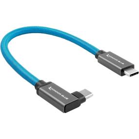 img 1 attached to 🔌 KONDOR BLUE USB C to USB C Braided Cable - Fast Charging 100W, Rapid Data Transfer 10Gbps - 6K SSD Video Recording for BMPCC 4K/6K Z Cam and More - Compatible with Samsung T5/T7 (Right Angle, 12-Inch)