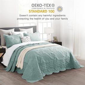 img 3 attached to 🛏️ HZ&HY Extra Wide Aqua Sky Oversized King Bedspread 128x120, Lightweight and Reversible Coverlet Bedding Set, Luxurious 4 Piece Polyester Comforter, King/Cal King Size - Aqua Sky