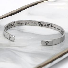 img 1 attached to 🌟 Stylish Joycuff Inspirational Bracelets: Personalized Gift for Women; Engraved Mantra Cuff Bangle for Mom, Crown Birthday Jewelry