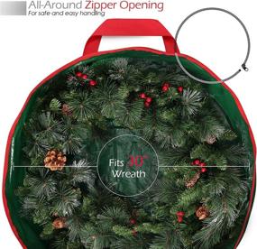 img 2 attached to 🎄 Holiday StorageMaid Storage Container Bag: Safeguard Your Artificial Wreaths with Waterproof Material, Carrying Handles & Heavy Duty Zipper - 30-Inch Green Christmas Bag