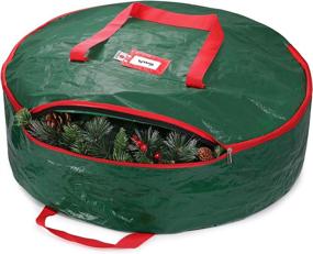 img 3 attached to 🎄 Holiday StorageMaid Storage Container Bag: Safeguard Your Artificial Wreaths with Waterproof Material, Carrying Handles & Heavy Duty Zipper - 30-Inch Green Christmas Bag
