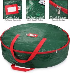 img 1 attached to 🎄 Holiday StorageMaid Storage Container Bag: Safeguard Your Artificial Wreaths with Waterproof Material, Carrying Handles & Heavy Duty Zipper - 30-Inch Green Christmas Bag