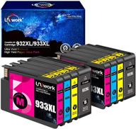 uniwork compatible ink cartridge replacement for hp 932xl 933xl: officejet 6600 6700 🖨️ 6100 7612 7610 7110 printer tray (2 black 2 cyan 2 magenta 2 yellow) logo