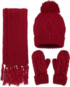 img 1 attached to Womens Winter Cable Gloves Beanie Outdoor Recreation for Climbing