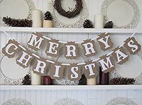 img 1 attached to 🎄 Rustic Wedding Flag Garland - White Ribbon Party Decorations (Merry Christmas)