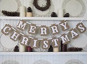 img 4 attached to 🎄 Rustic Wedding Flag Garland - White Ribbon Party Decorations (Merry Christmas)