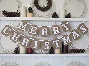 img 3 attached to 🎄 Rustic Wedding Flag Garland - White Ribbon Party Decorations (Merry Christmas)