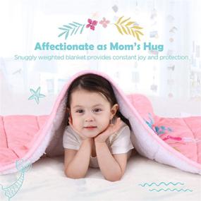 img 1 attached to 🧜 Topblan Sherpa Weighted Blanket for Children - Calming Pink Mermaid Print, 3lbs Kids Blanket, 36x48 inches, Promotes Peaceful Sleep