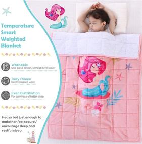 img 2 attached to 🧜 Topblan Sherpa Weighted Blanket for Children - Calming Pink Mermaid Print, 3lbs Kids Blanket, 36x48 inches, Promotes Peaceful Sleep