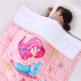 img 4 attached to 🧜 Topblan Sherpa Weighted Blanket for Children - Calming Pink Mermaid Print, 3lbs Kids Blanket, 36x48 inches, Promotes Peaceful Sleep