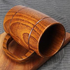 img 2 attached to 🪑 Barrel Coffee Large Wooden Tankard