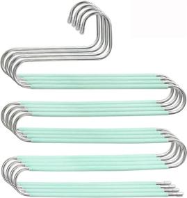 img 4 attached to Efficiently Organize Your Bottoms with Myfolrena Pants Hangers - 👖 Space-Saving Non-Slip S-Shaped Hanger for Jeans, Trousers, Slacks, and Leggings (Teal-4 Pack)