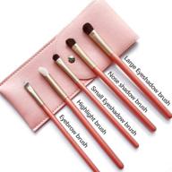 💄 professional 5pcs eye shadow brush set with portable bag - pony hair, wooden handles - perfect for makeup artists logo