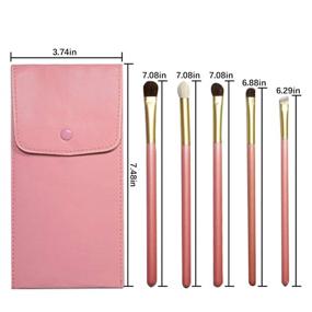 img 2 attached to 💄 Professional 5pcs Eye Shadow Brush Set with Portable Bag - Pony Hair, Wooden Handles - Perfect for Makeup Artists