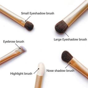 img 3 attached to 💄 Professional 5pcs Eye Shadow Brush Set with Portable Bag - Pony Hair, Wooden Handles - Perfect for Makeup Artists