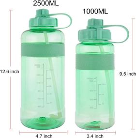 img 2 attached to 🥤 GTI Water Bottle with Straw: BPA Free, Leak Proof, Half Gallon Large Water Jug for Gym, Hiking, Camping | 32 oz & 80 oz With Scale Strap