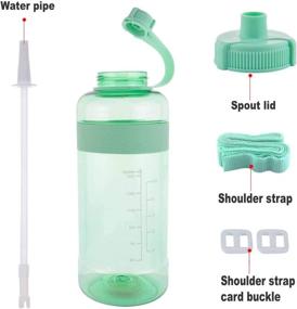 img 1 attached to 🥤 GTI Water Bottle with Straw: BPA Free, Leak Proof, Half Gallon Large Water Jug for Gym, Hiking, Camping | 32 oz & 80 oz With Scale Strap