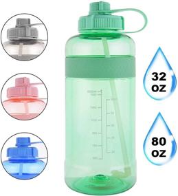 img 3 attached to 🥤 GTI Water Bottle with Straw: BPA Free, Leak Proof, Half Gallon Large Water Jug for Gym, Hiking, Camping | 32 oz & 80 oz With Scale Strap