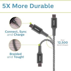 img 1 attached to 🔌 Philips 3ft USB Type C Cable, USB-A to USB-C - Gray Braided Fast Charging Cable, Compatible with iPad Pro, MacBook Pro, Samsung Galaxy S21/S10/S9/Plus, Google Pixel 5/C/3/2/XL - DLC5203GA/37