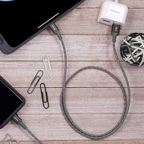 img 2 attached to 🔌 Philips 3ft USB Type C Cable, USB-A to USB-C - Gray Braided Fast Charging Cable, Compatible with iPad Pro, MacBook Pro, Samsung Galaxy S21/S10/S9/Plus, Google Pixel 5/C/3/2/XL - DLC5203GA/37